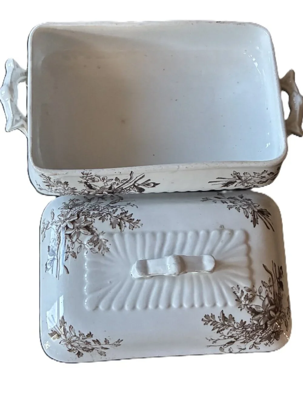 Vintage T. Furnival & sons period brown Transferware Tureen Ironstone